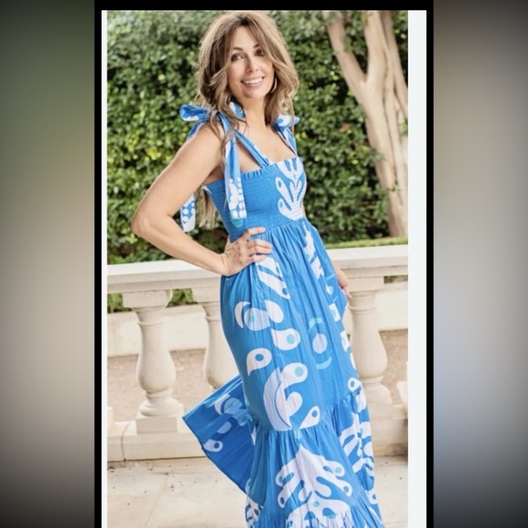 Sheridan French Kelly Maxi Dress in Blue Ink Dot 
size Small - Picture 4 of 12